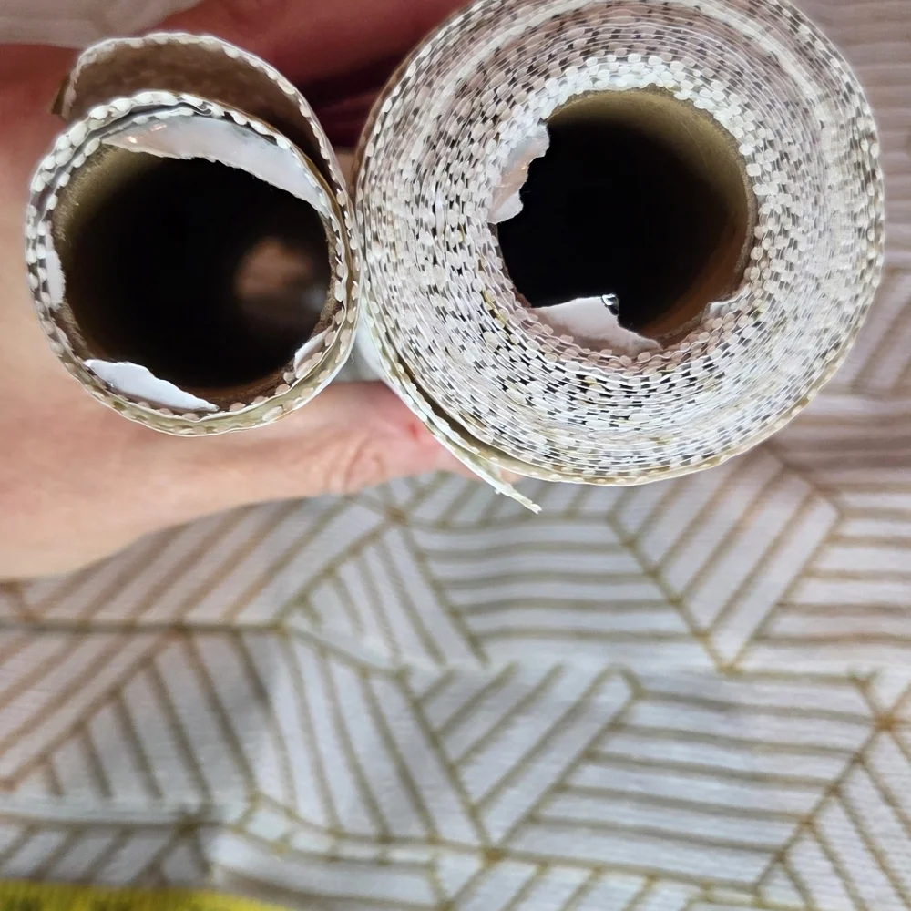 Gold Geometric Non-Adhesive Shelf Liner Drawer Paper Lot (2 Partial Rolls)
